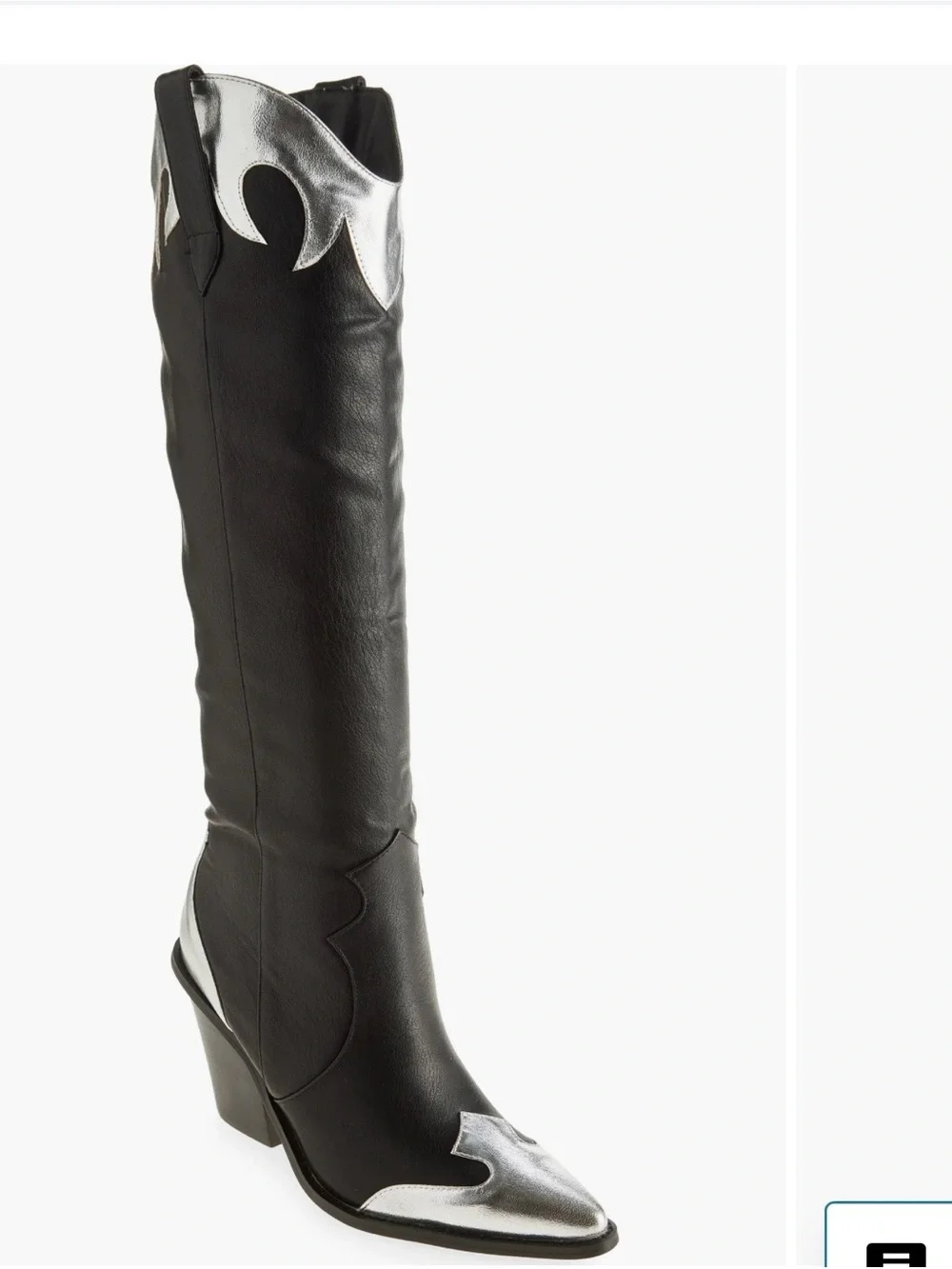 Billini Women’s Black and Silver Western Knee-High Boot